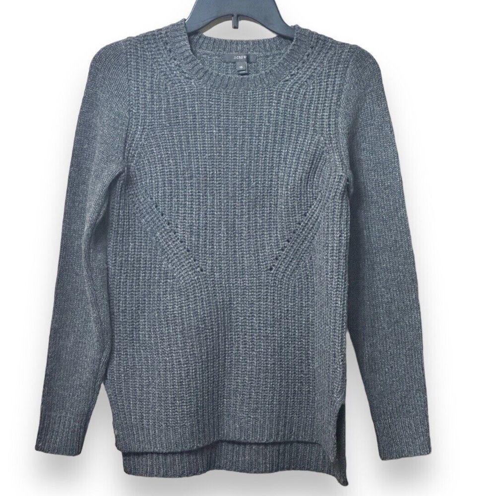 J. Crew Women’s 100% Wool Tunic Sweater Charcoal Gray Sz XS
